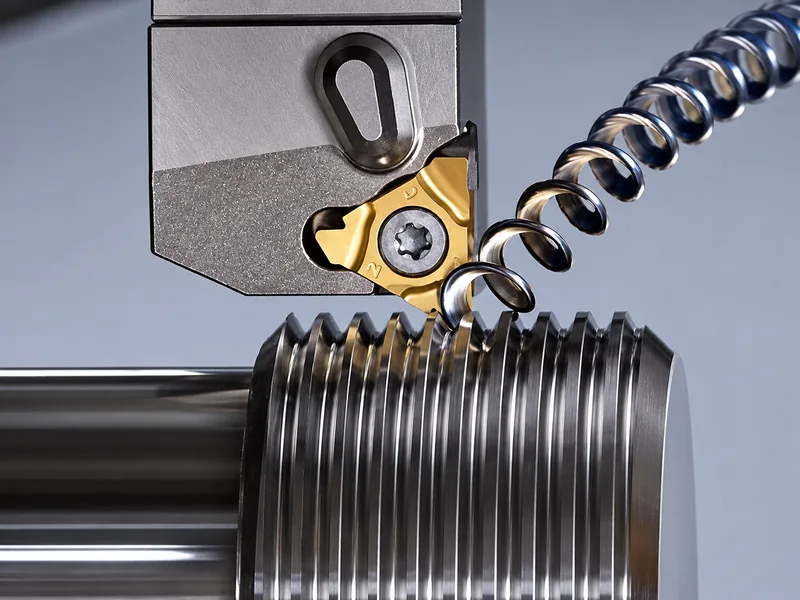 External thread turning with a threading insert.