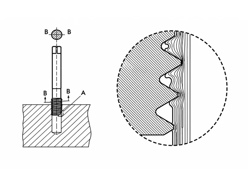 Forming tap: material displacement.