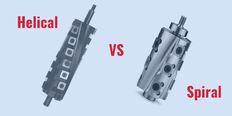 Spiral vs. helical cutter head banner