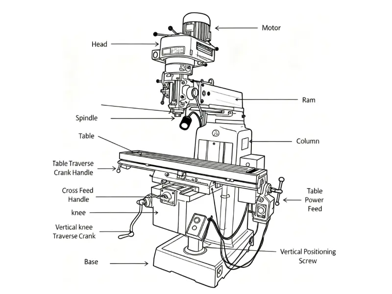 Composants d'une fraiseuse