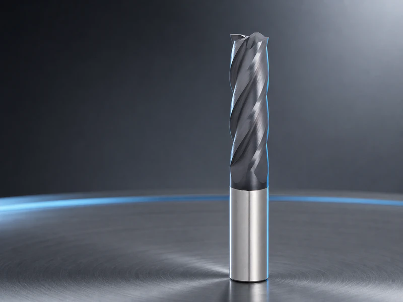S650 four-flute square end mill in a premium industrial studio setting.