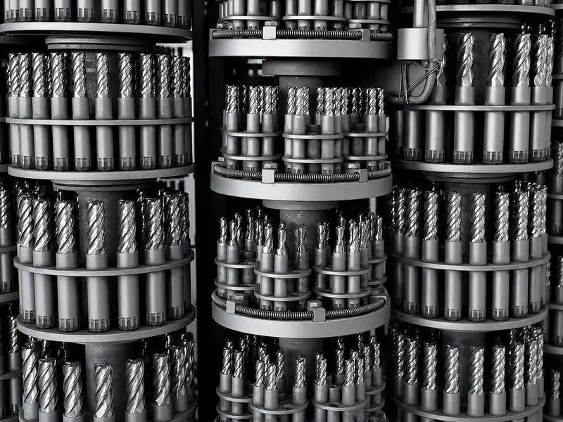 Mit Hartmetall-Schaftfräsern bestückte Gestelle für Vakuumbeschichtungsöfen