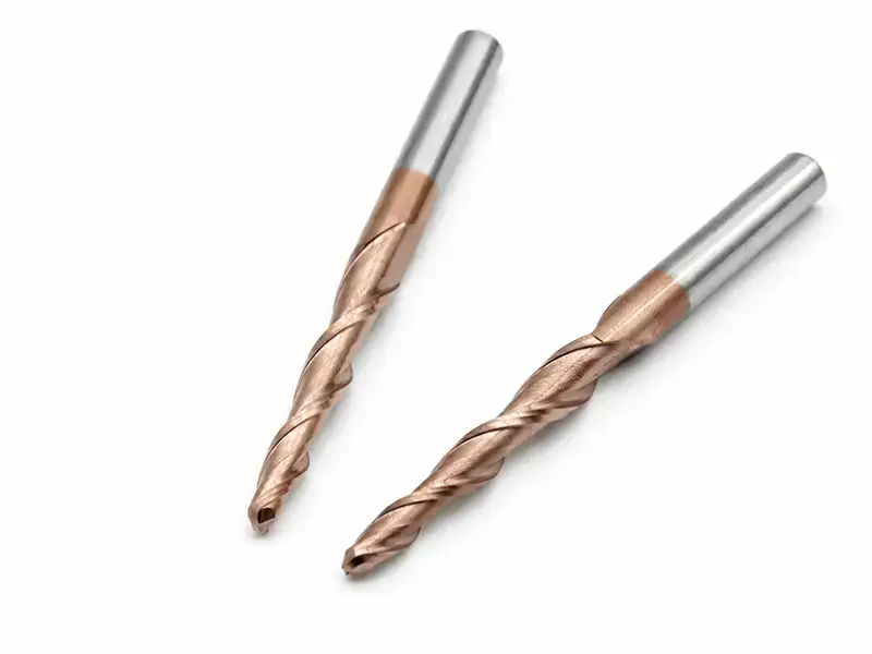 Two carbide end mills suitable for pocket milling and cavity machining