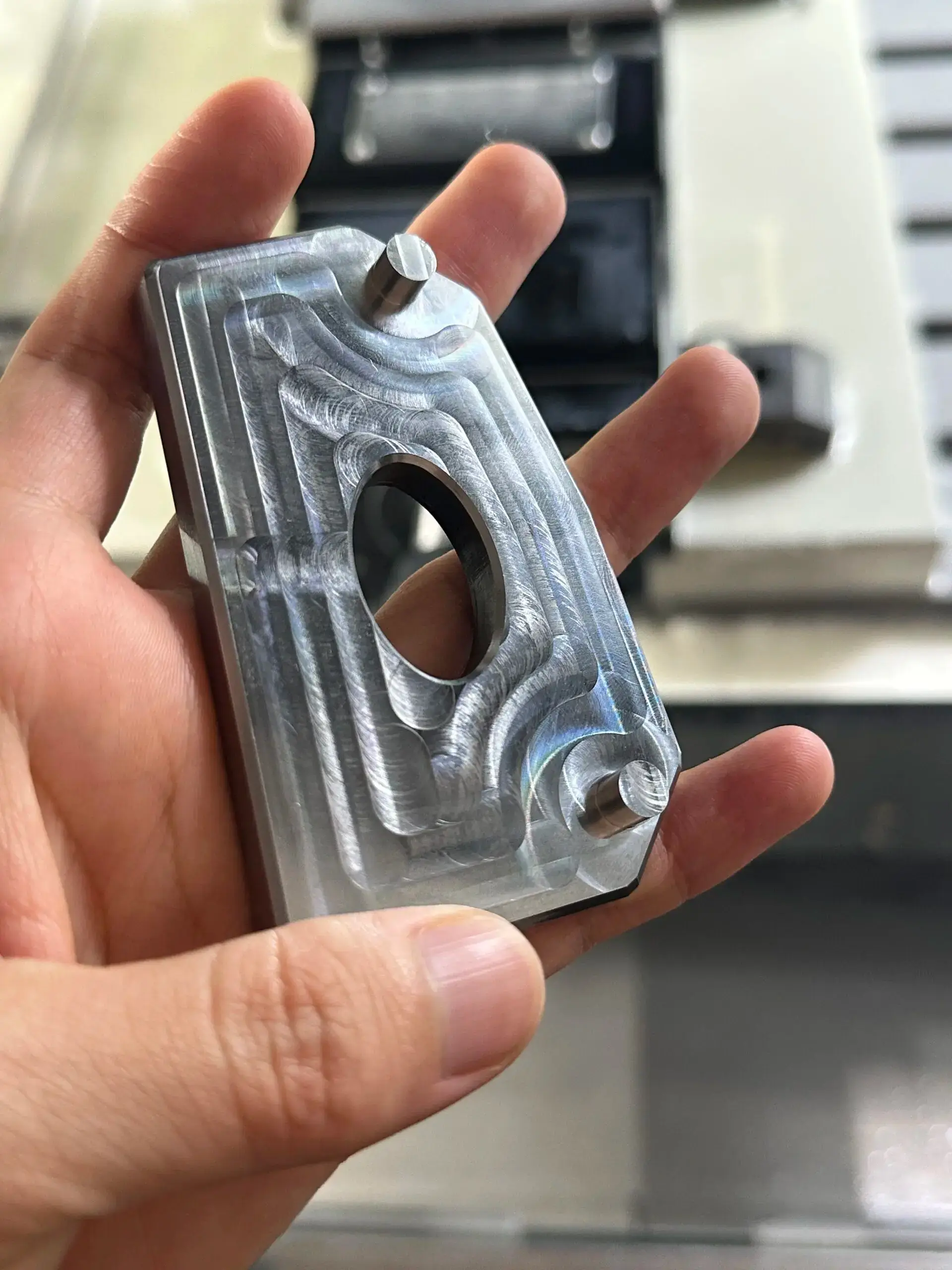 Finished HRC 58 workpiece held in hand