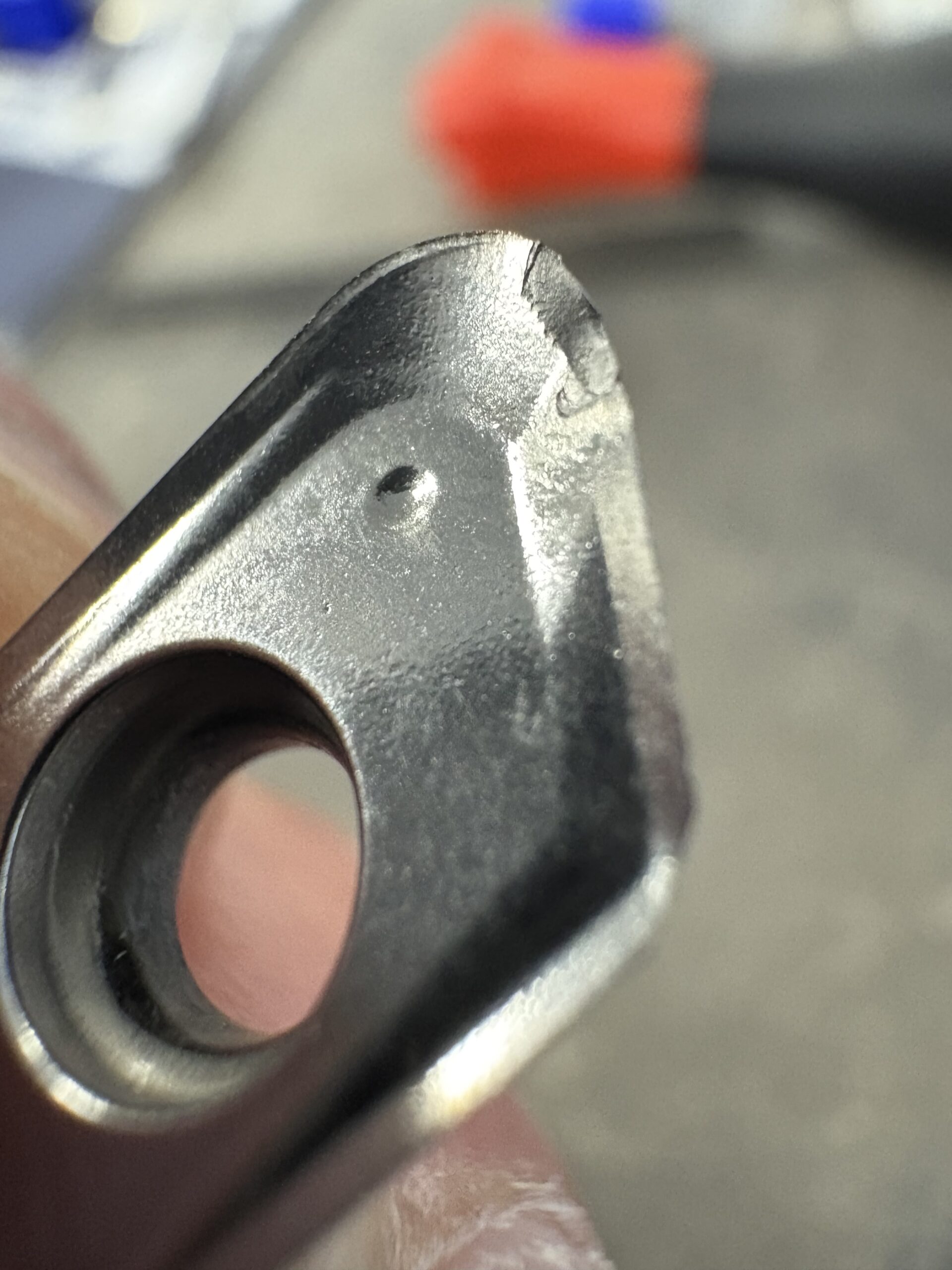 Close view of an insert cutting edge with an observed worn condition.
