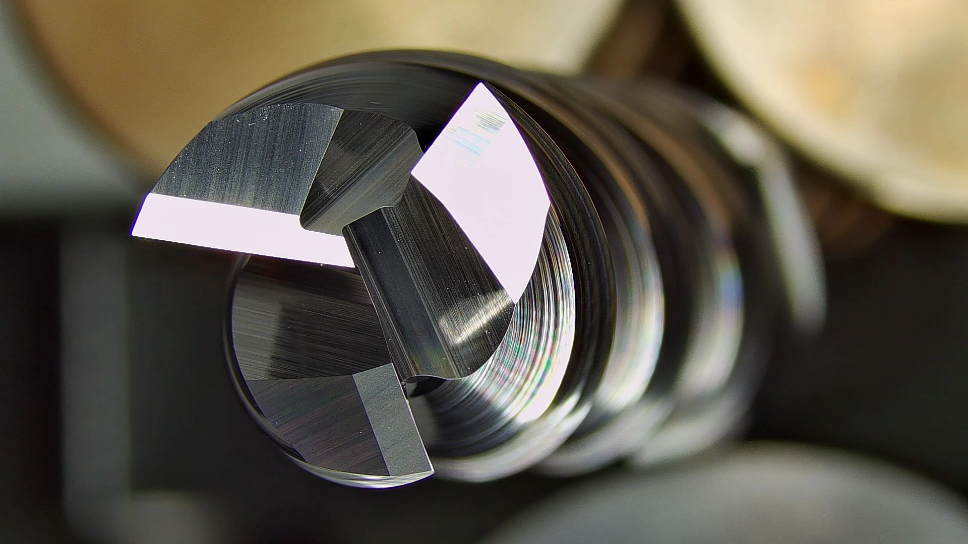 Second end mill end face shown in an original macro photograph