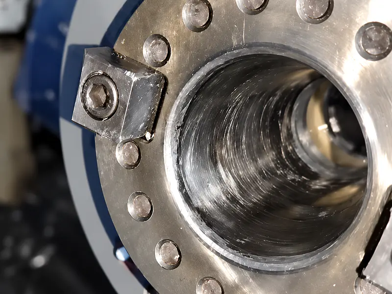 View into a spindle taper showing its internal contact surface